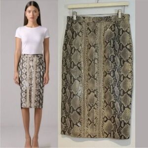 Helen Yarmak genuine vera pelle leather snakeskin print skirt, size 8